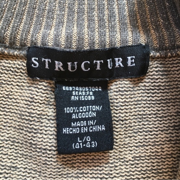 Structure Mens Pull Over Half Zip Grey Brown Sweater - Picture 8 of 15